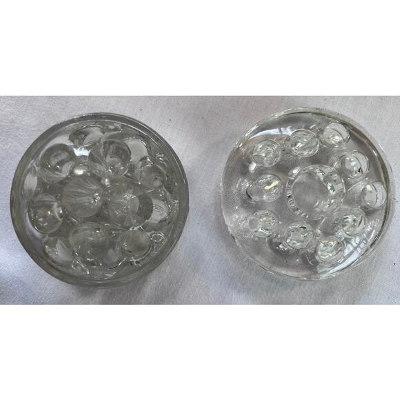 Vtg Glass Flower Frog Set Florist Arrangements Centerpieces Retro Decor Cottage - Picture 2 of 5